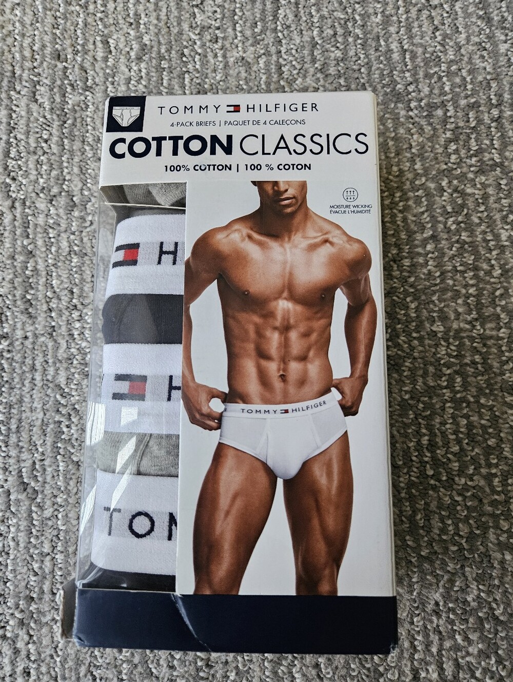 Tommy Hilfiger Cotton Classics 4 Pack Briefs Size Medium In Black and Grey NIB
